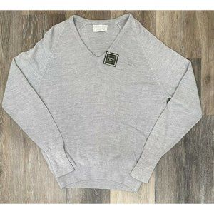 Vintage Christian Dior Monsieur L Gray V Neck Sweater Orion Acrylic USA NWT